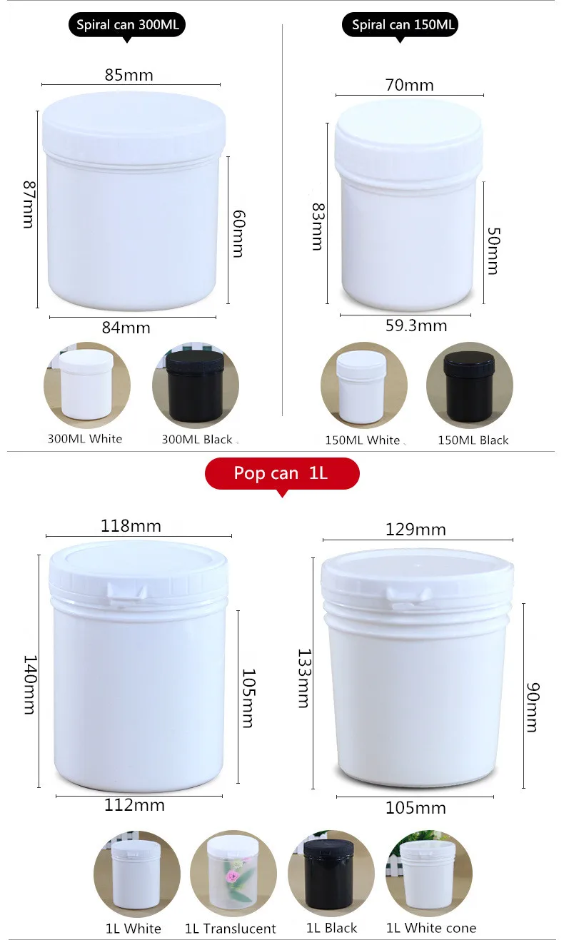 10 шт Белый Черный 150 мл Пластиковые кувшины с крышка, Пустые контейнеры для хранения Домашний кухонный пластиковый ящик-Органайзер