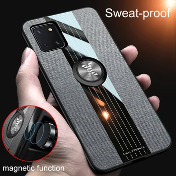 

For Samsung Galaxy Note 10 Lite Case Fabric Hard Cover Soft Frame Cloth Phone Case For Samsung Note 10 Lite Ring Holder