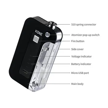 

Original LTQ VAPOR Kone Box Mod CBD 900mAh Battery 510 Electronic Cigarette Vape Box Mod Variable Voltage Vaporizer