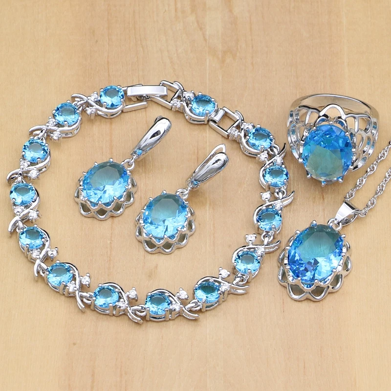 Женский ювелирный комплект из кольца серёг кулона браслета и ожерелья|Ювелирные