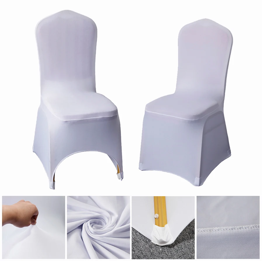 

100pcs High Quality White Wedding For Events Party Hotel Decoration Stretch Elastic Large Spandex Chair Cover
