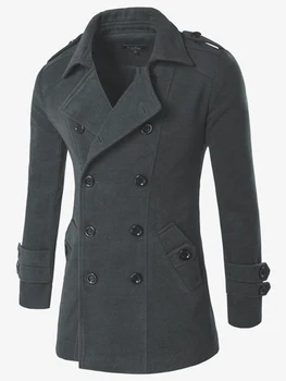 

Winter Wool Jacket Men's High-quality Wool Coat casual Slim collar wool coat Men's long cotton collar trench coat Men's Outwear