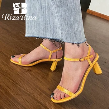 

RIZABINA Women Sandals Buckle Strap New Fashion High Heel Summer Shoes Woman Sexy Party Office Lady Daily Footwear Size 34-39