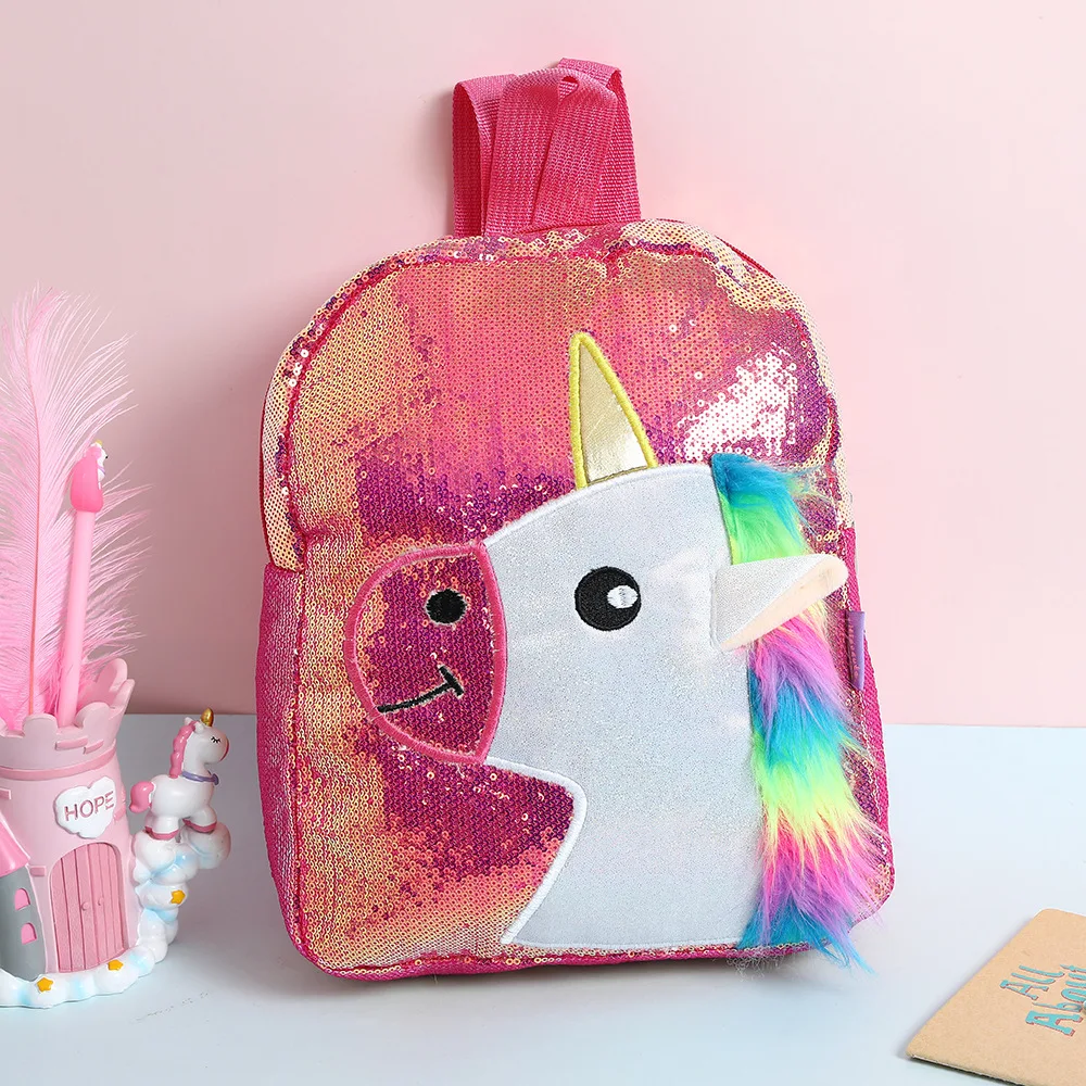 Рюкзак для девочек-подростков с блестками и единорогом, цветные детские школьные сумки с лошадью, новинка, маленькая Детская сумка для книг, дорожная сумка - Цвет: 3