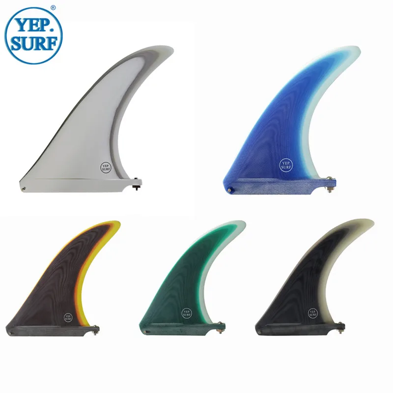 Surf Longboard Fins Fiberglass 7/8/9/10.25/11 inch YepSurf Fin White/Blue/Black/Brown/Green color Fin Surfboard Fin single fins