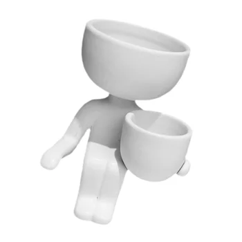 

Ceramic Flower Pot Human Shaped Planter Creative Plant Container Desktop Decoration White (8x6x10cm)