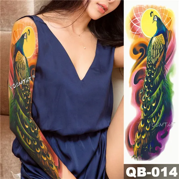 Большая рука рукав татуировки барокко часы роза Водонепроницаемый временная татуировка наклейка голубь Ангел Святого мужчины полный череп-тотем татуировки - Цвет: 07-QB-014