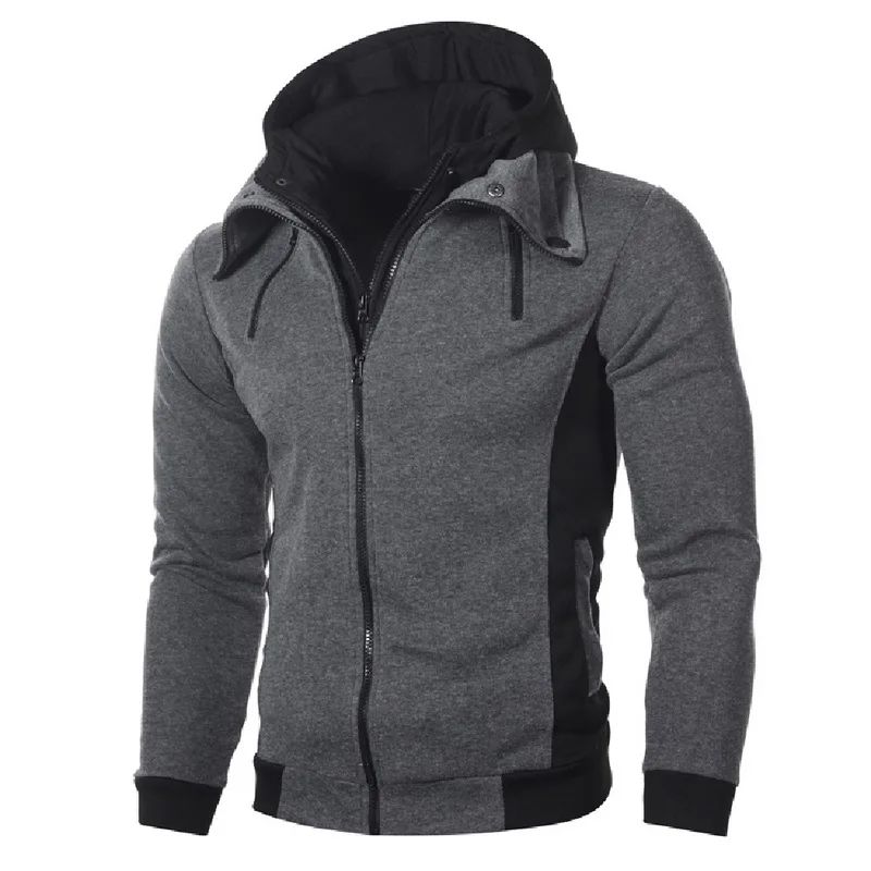 C Men's Stylish Hoodie Slim Fit Zip Up Costume Jacket Double Zipper Sweatshirts Man Clothes Autumn Winter Coat Sport Causal Male - Цвет: C