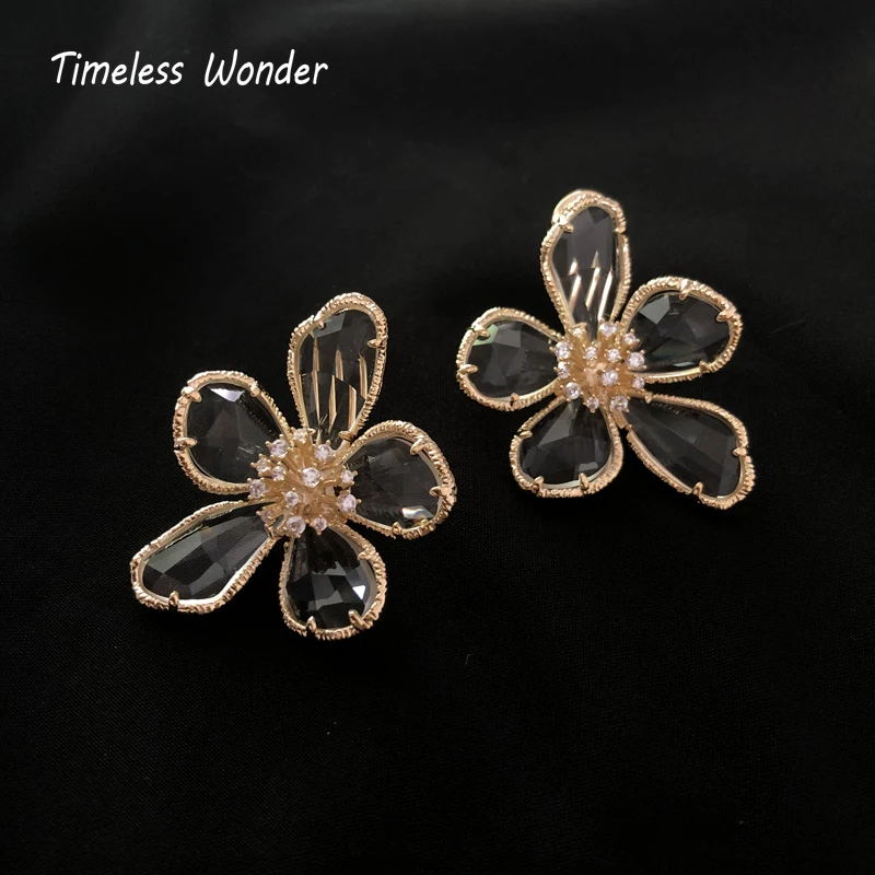 Timeless Wonder Amazing Crystal Stone Cut Flower Drop Statement Earrings Women Jewelry Punk Gothic Boho Trendy Top Sweet 3246 | Украшения и