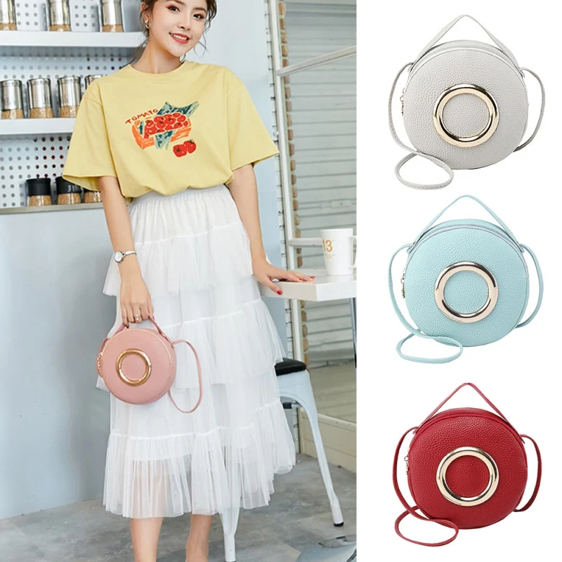 Purse Korean Metal Circle Portable Small Round Bag Summer And Autumn New PU Slung Shoulder Female Mobile Phone Bag New