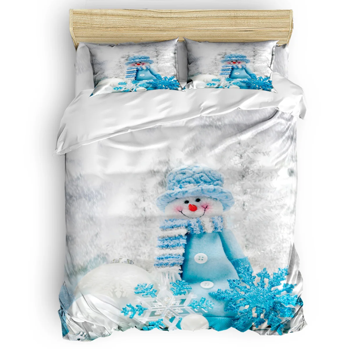 

Snow Flower Merry Christmas Printing Custom Bedding Set 3D Digital Printing Christmas Bedding Set US KING QUEEN