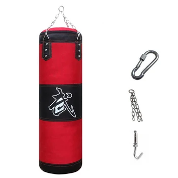

100X30cm Empty Boxing Sand Bag Hanging Kick Training Fight Karate Punch Punching Bag with Chain Hook Carabiner
