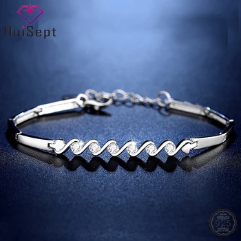 

HuiSept Trendy 925 Silver Bracelet Jewelry Inlaid AAA Zircon Gemstones Ornaments Gift for Womenn Wedding Promise Party Wholesale