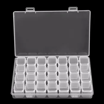 

28 Grids Empty Nail Art Decoration Storage Case Box Nail Glitter Rhinestone Crystal Beads Accessories Container Nail Tool Clear
