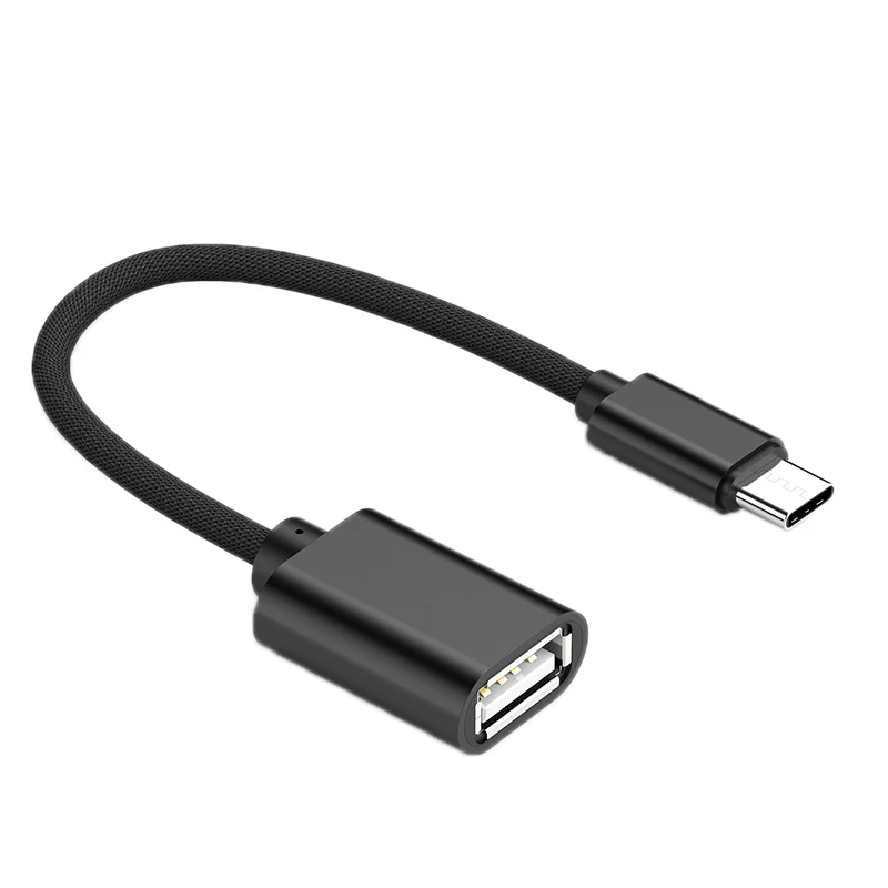 Black Usb Otg type C к Usb адаптер Otg Быстрая зарядка type-C зарядное устройство нейлоновый плетеный кабель для передачи данных конвертер - Цвет: Black