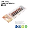 4 Color Professional Soft Pastel Charcoal Pencils Wood Skin Tints White Colored Pencils For Artist Drawing Sketching Blending 4