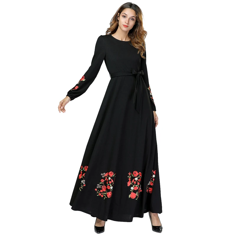 Черный Vestidos кафтан арабский абайя Дубай хиджаб мусульманское платье для женщин Elbise турецкая исламская одежда халат Musulmane Longue платья