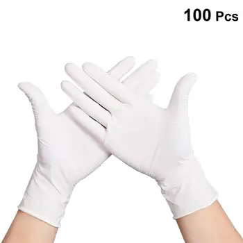 

100pcs Disposable Nitrile Gloves Food Grade Gloves Natural Rubber Multipurpose Gloves Thin Size M (White)