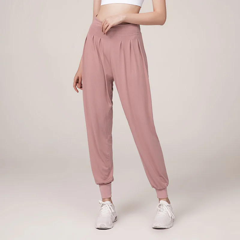 Dark Pink Кокосовые Ropamo Новые Женские однотонные штаны для йоги Леггинсы для йоги с высокой талией свободные штаны для танцев йоги фитнес-упражнения Леггинсы Брюки - Цвет: Dark Pink
