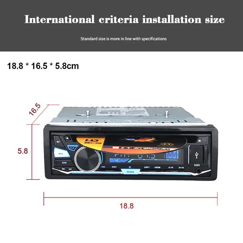 Аудио Музыка FM AUX в USB SD Карта BT Bluetooth 1 DIN CD DVD MP3 плеер с пультом дистанционного управления Съемная панель автомобиля Радио стерео