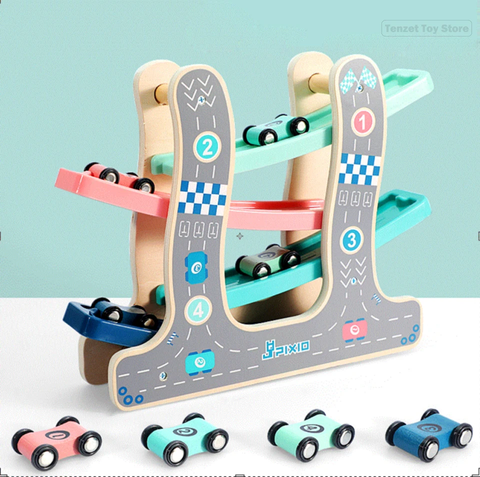 wooden car set tracks