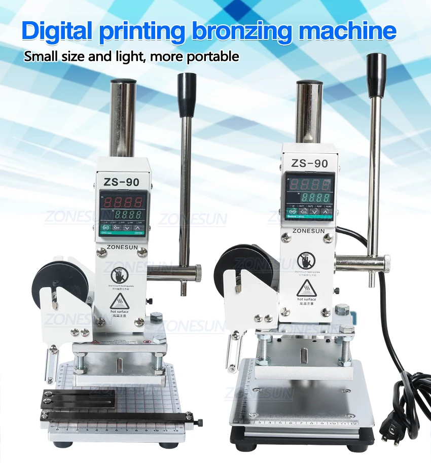 Máquina de Estampagem Zonesun Digital Quente Manual Bronzeamento Embosser Pvc Cartão Madeira Couro Imprensa Ferro Marca Zs-90 Weddings & Events
