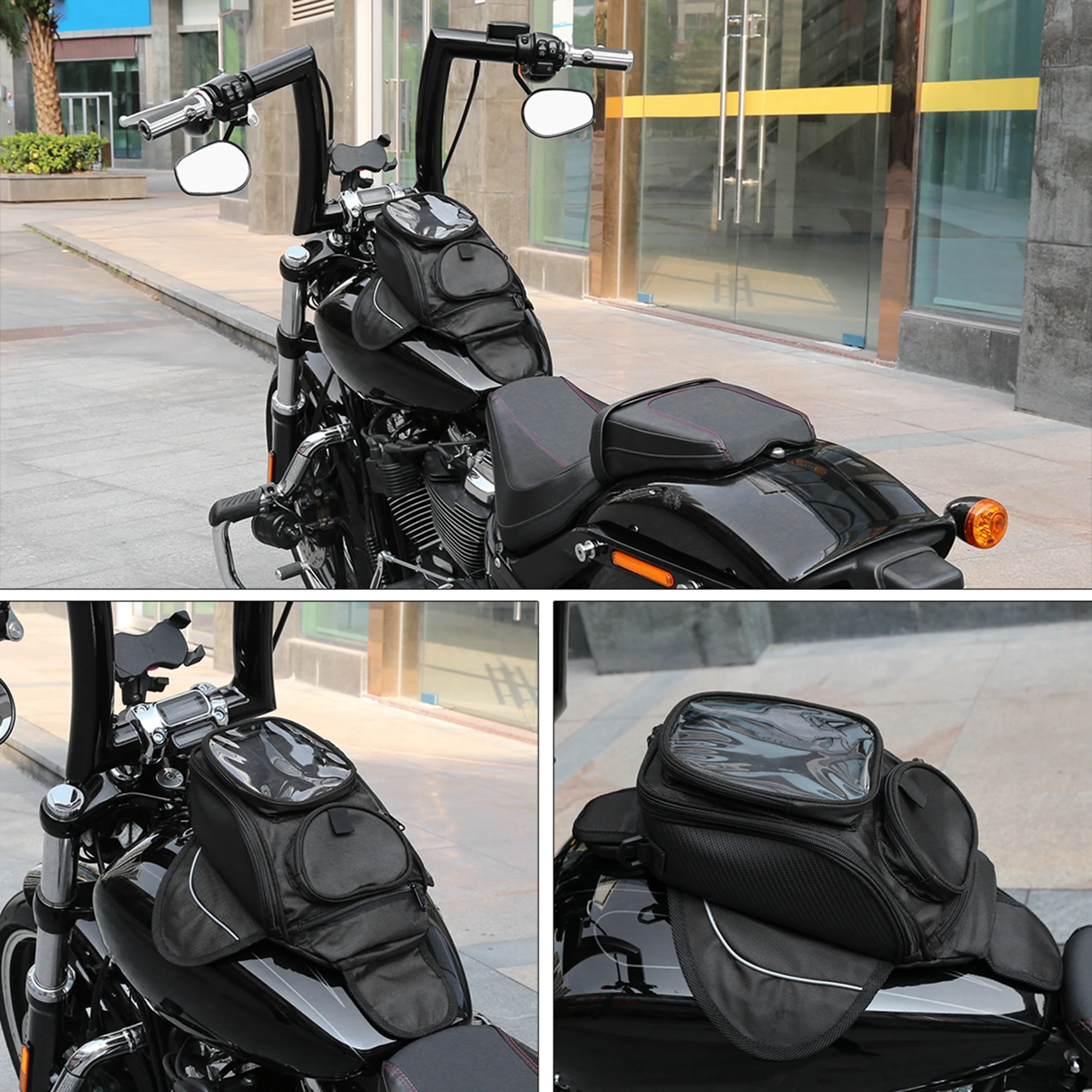 Motoforti Universal 6.8'' Motorcycle Tank Bag Oxford Waterproof Magnetic Gas Oil Fuel Saddlebag Big Window motorcycle tank bag
