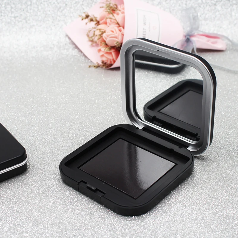 Empty Magnetic Cosmetics Palette 1pcs Matte Black Eyeshadow Blusher DIY Makeup Box Glitter Makeup Dispensing Box with Mirror_voghion.com