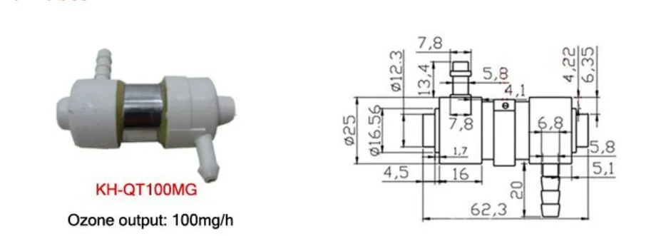 500 мг/ч кварцевая озоновая трубка для очистки воздуха и воды стеклянная озоновая трубка reator ozonator без источника питания KH-QT500MG DGOzone