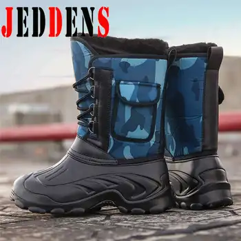 

New Men Boots 2020 Mid-calf Winter Shoes Man Waterproof Snow Boots with Keep Warm Plush Footwear Large Size Male Casual Boot V3