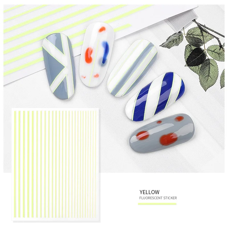 1 шт флуоресцентные наклейки для ногтей чередование Ленточные линии Дизайн 3D клей кривая полоса коснитесь DIY маникюр Дизайн ногтей украшения 5 цветов