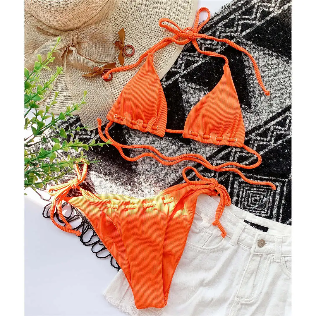 2020 Halter Leopard Bikini Women Swimwear Female Swimsuit Two-pieces Bikini set Brazilian Bather Bathing Suit Swim Lady V2452