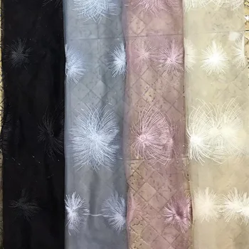 

Embroidered Fireworks Gauze Mesh Lace Fabric For Women Dress 2019 High quality DIY Sewing Net French Lace Fabric 1Yard