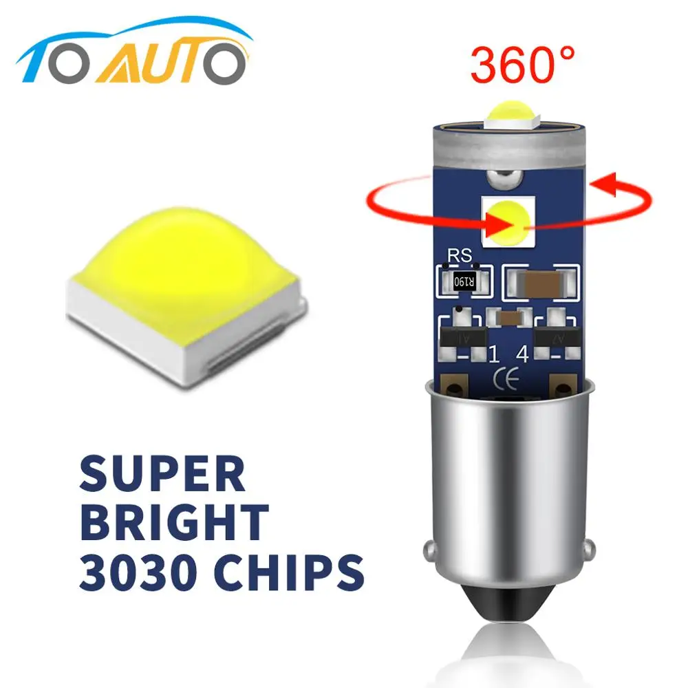 Автомобильные светодиодные лампы BA9S T4W H6W 1 шт. 3SMD 3030 чипов подсветка салона Canbus