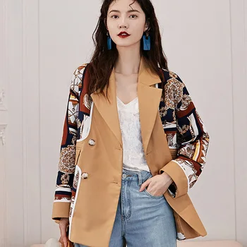 

LANMREM can ship Design famale clothes Long Suit Loose Coat 2020 spring fashion Printing new casual blazers for Woman YJ035