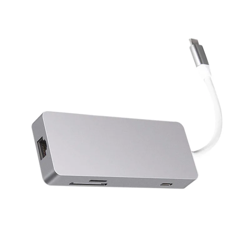 Type C концентратор 7 в 1 HDMI адаптер мультимедийный интерфейс USB3.0 концентратор Ethernet RJ45 порт HD видео конвертер SD TF кард-ридер для