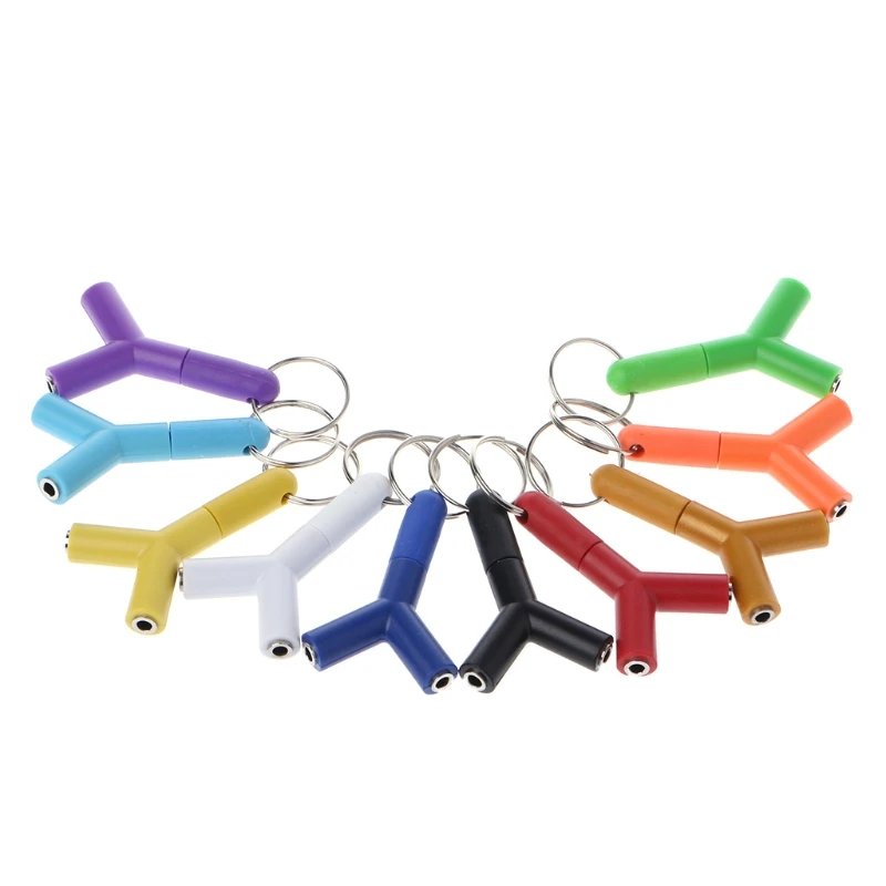 

Mini Y Shaped 3.5mm Jack Stereo Audio Headset Splitter Connector Adapter Keyring