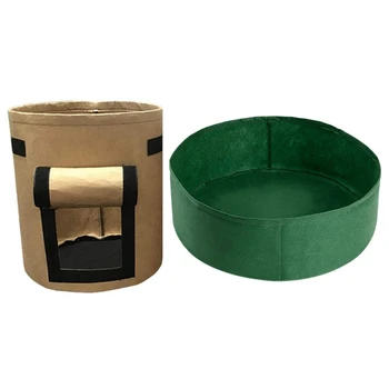 

2Pcs Home Balcony Garden Plant Bag Vegetables Gg Container for Potato Cultivation Grow Bags - Brown & Green