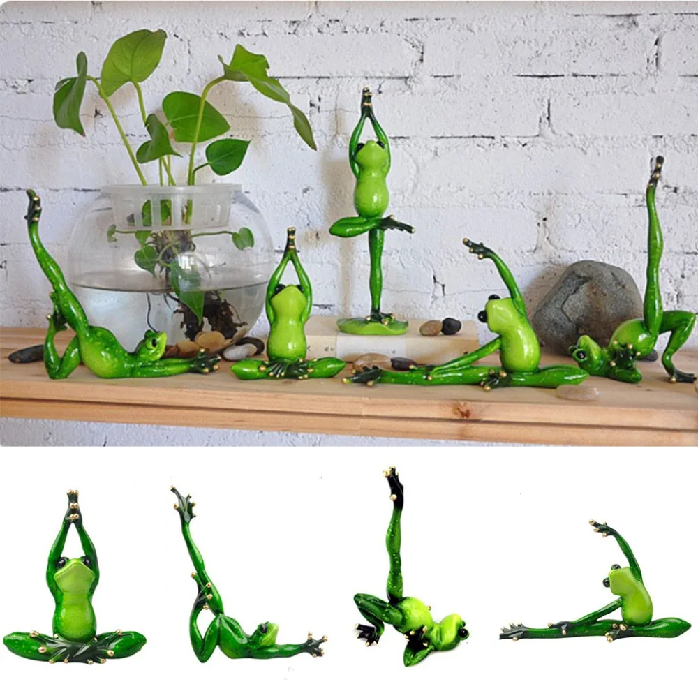 3D Йога лягушки фигурки изделия из смолы настольные украшения игрушки животных Рисунок Статуя творческие подарки