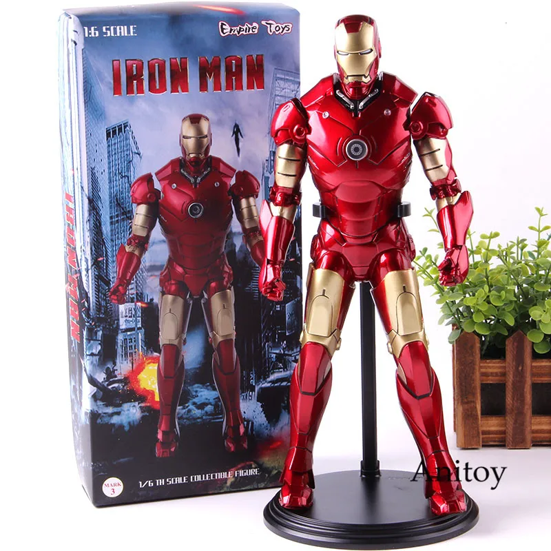 С принтами "Marvel", "Мстители" Бесконечная война Железный человек Mark 3 1/6th весы фигурка железного человека ПВХ Коллекционная экшн Статуэтка Модель игрушки для детей