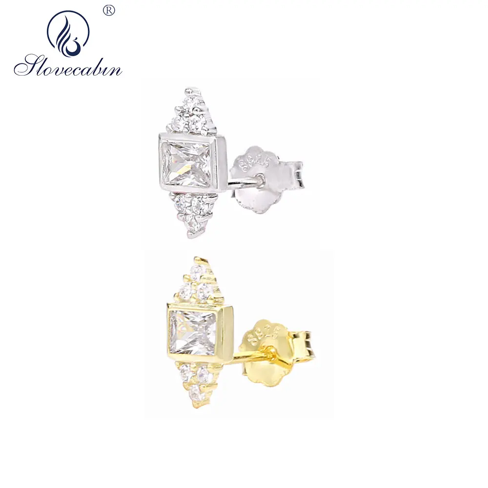 Женские сережки-гвоздики из серебра 10% пробы с настоящим 925 пробы