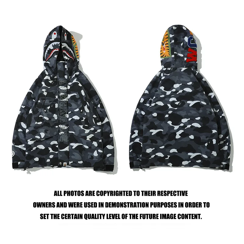 

Europe And America Men'S Wear Shark Head Camouflage Grey Spot Trench Coat Men And Women Couples Cardigan Loose-Fit Sports Jacket