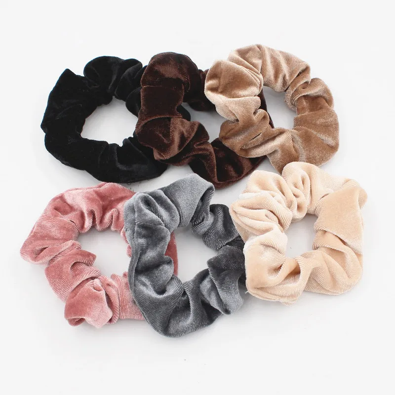 6pcs/lot Fashion Women Girls Silky Satin Hair Scrunchies Solid Stretch Elastic Hair Tie Simple Elegant Rubber Band Ponytail Tie