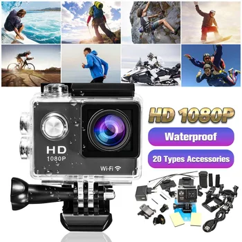 

Action Camera Full HD 1080P/ 30fps WiFi 170 Degree 30m Underwater Waterproof Cam Helmet Vedio Recording Cameras Sport Camera