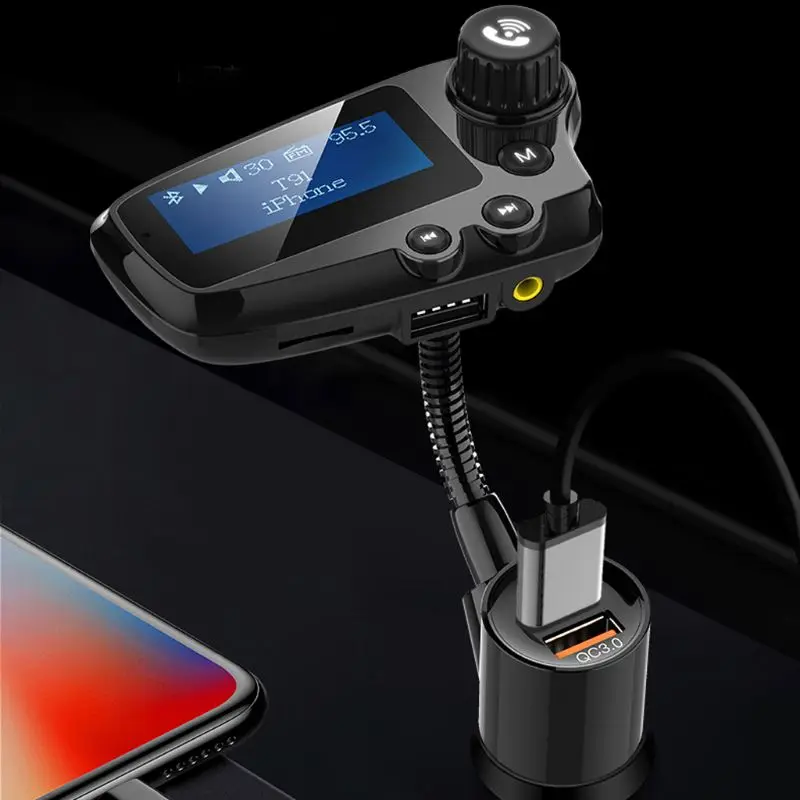 Bluetooth fm-передатчик Hands-Free автомобильный беспроводной радиоадаптер комплект QC3.0 Смарт два usb порта TF карта Mp3 музыкальный плеер