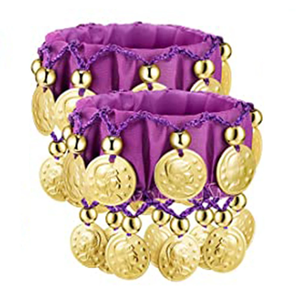 1 paar Bauchtanz Handgelenk Fußfesseln Armband Chiffon Gold Münze Kostüm Zubehör Valentinstag Geschenk Schmuck Frauen Mädchen neue In – Detail 10