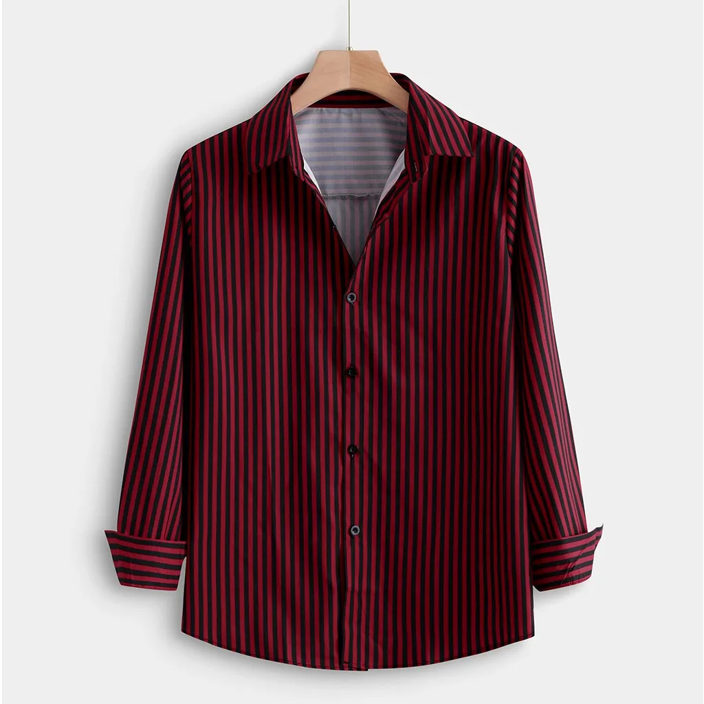 Womail, Мужская Осенняя рубашка, приталенная, повседневная, полосатая рубашка, официальная рубашка, Мужская одежда, Camisa, деловая рубашка P925