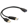 30cm USB 2.0 a Power Enhancer Y 1 Female to 2 Male Data Charge Cable Extension Cord(1pc) 5