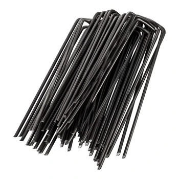 

Garden Staples U Shaped Iron Pins Ground Stakes Pegs Spikes for Lawn Sod Landscape Grass Fabric Netting 100PCS