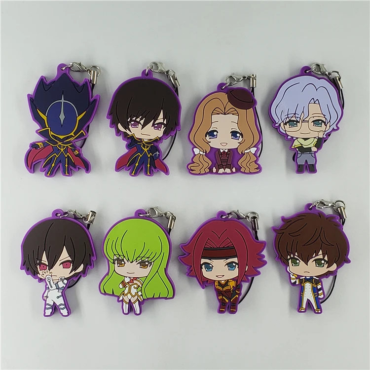 Code Geass Lelouch Of The Rebellion Anime Lelouch C C Kallen Suzaku Nunnally Cute Rubber Strap Keychain Key Chains Aliexpress